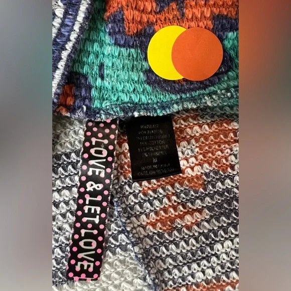 LOVE+LETLOVE | Colorful Tribal Pattern Cocoon Open Front Cardigan (M) - Picture 2 of 4